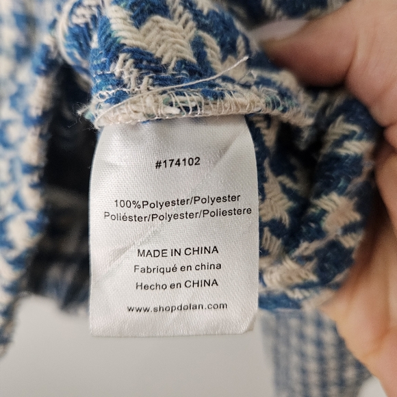 DOLAN Houndstooth Jacket XS Blue White Tweed Feel Cropped Anthropologie - Picture 10 of 12